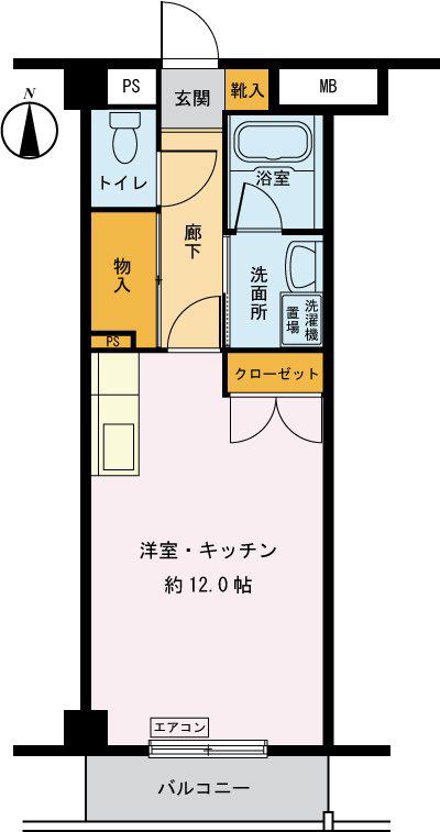 ブルージュ(ワンルーム/1階)の間取り写真