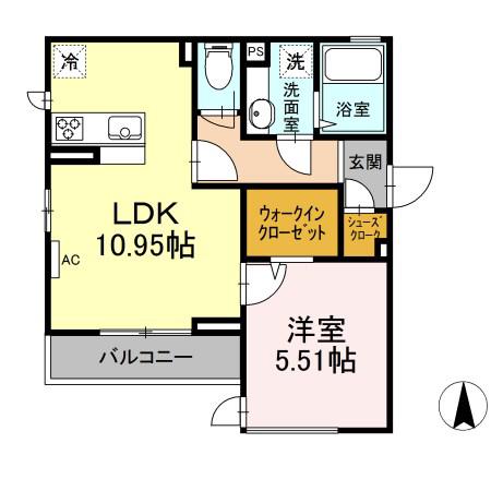 レーヴ・セジュール・アヤセ(1LDK/2階)の間取り写真