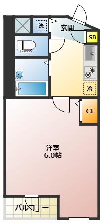 エイブル上板橋(1K/5階)の間取り写真