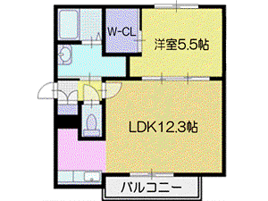 パッシブプレイスB棟(1LDK/3階)の間取り写真