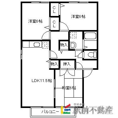 パストラルアルカディア A棟(3LDK/2階)の間取り写真