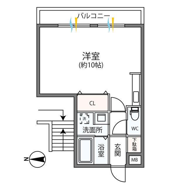 CREST SHINYA(ワンルーム/3階)の間取り写真