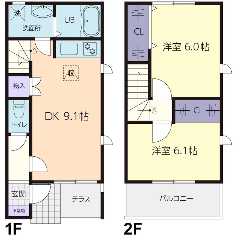 グラン ソレーユ(2DK/1階)の間取り写真