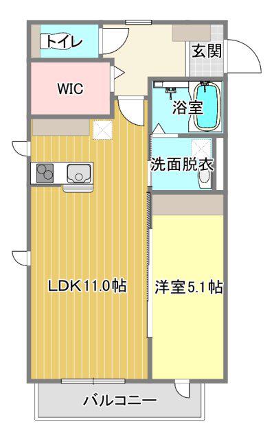 ペルラノアール(1LDK/1階)の間取り写真