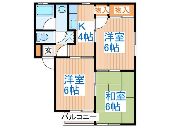 オックスフォード笠神(3K/1階)の間取り写真