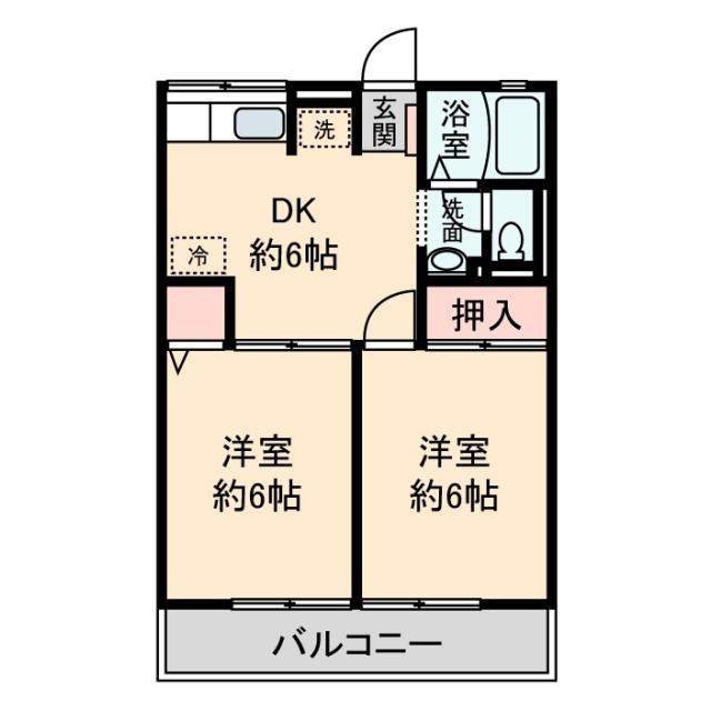 シティハイム23(2DK/2階)の間取り写真