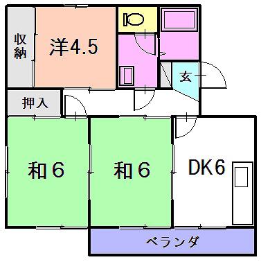 根道ヶ丘コーポラス(3DK/2階)の間取り写真