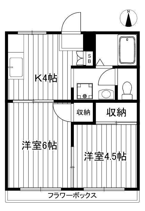 Kハウス(2K/2階)の間取り写真