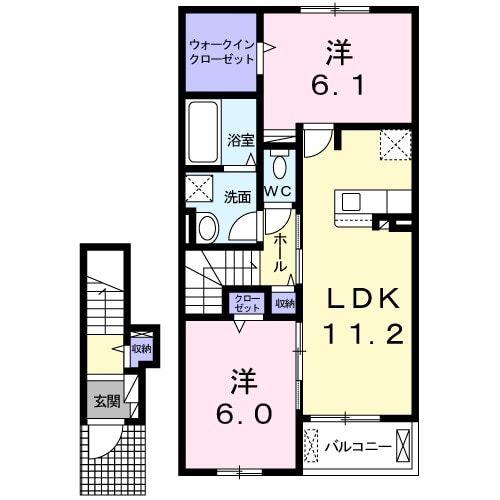 ヴェール ポポラ(2LDK/2階)の間取り写真
