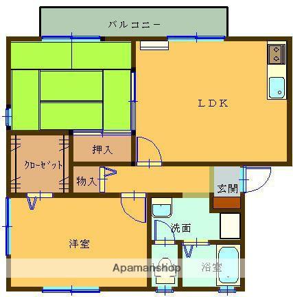 ハイカムールフローラ(2SLDK/2階)の間取り写真