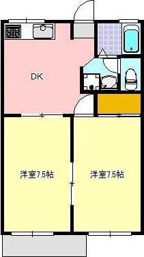 DUECASA(2DK/1階)の間取り写真