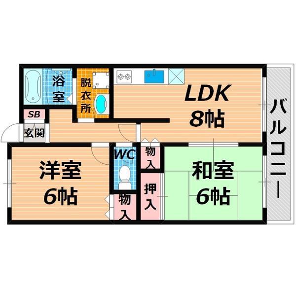ラ・リヴェールレスト(2LDK/4階)の間取り写真