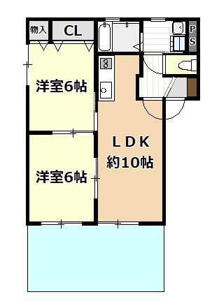 クレストC(2LDK/1階)の間取り写真