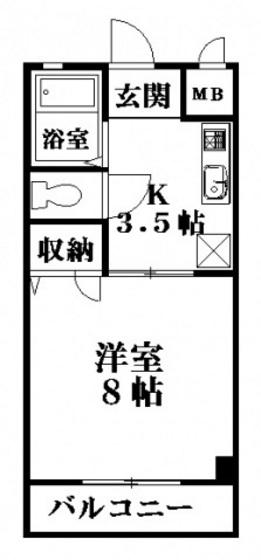 HRヒルズ(1K/5階)の間取り写真