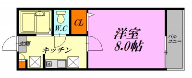 ジュネスHARU(1K/1階)の間取り写真
