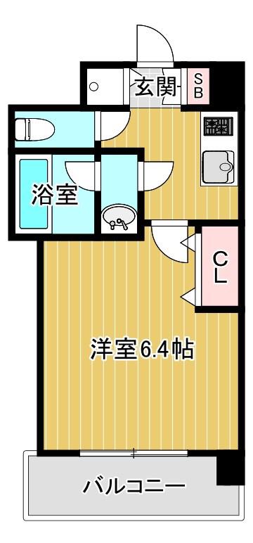 エスリード京橋ウエスト(1K/8階)の間取り写真
