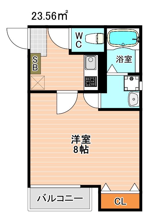 クレフラスト新城(1K/1階)の間取り写真