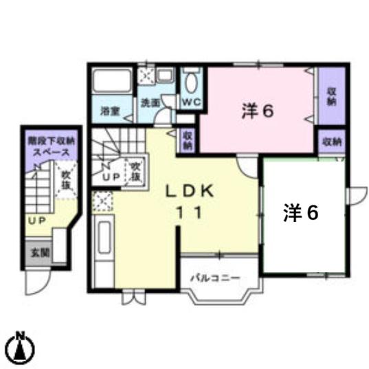 アグリーアブルハウスI(2DK/2階)の間取り写真