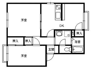 ライブシティ売市(2DK/1階)の間取り写真
