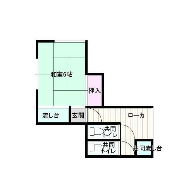 千秋荘6畳 東側(1K/1階)の間取り写真
