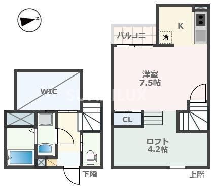 ADC熊本駅南フルール(1SK/2階)の間取り写真