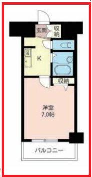 ラサンテ錦糸町(1K/2階)の間取り写真