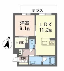 シャーメゾン東大利1丁目(1LDK/1階)の間取り写真