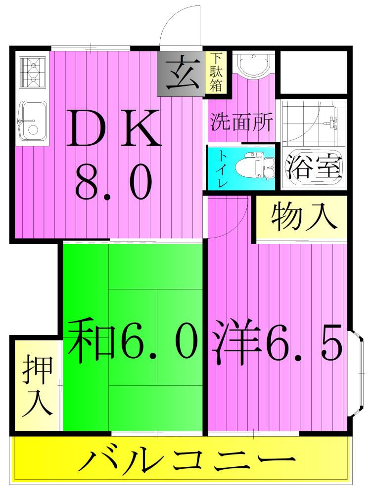 ヴェラハイツ扇(2DK/2階)の間取り写真