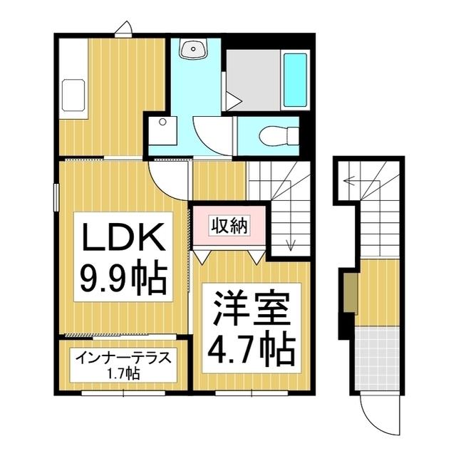 リバーベース(1LDK/2階)の間取り写真