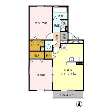 DGRANCE(2LDK/3階)の間取り写真