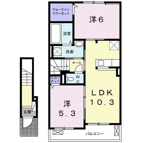 シルク ヴィラ II(2LDK/2階)の間取り写真