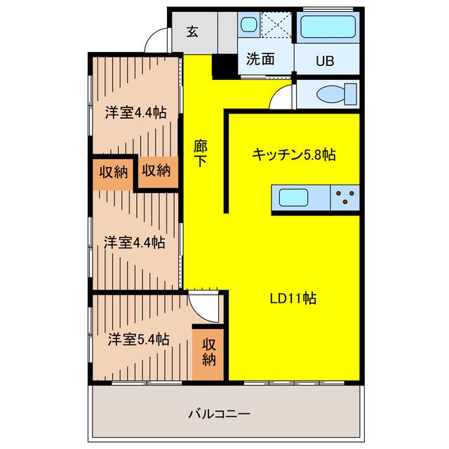 RISO SHUKRAN(3LDK/1階)の間取り写真