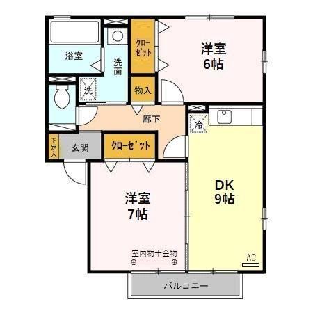 アルコバレーノ B(2DK/2階)の間取り写真