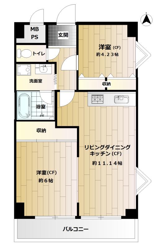 ダイアパレス谷町第三(2LDK/5階)の間取り写真