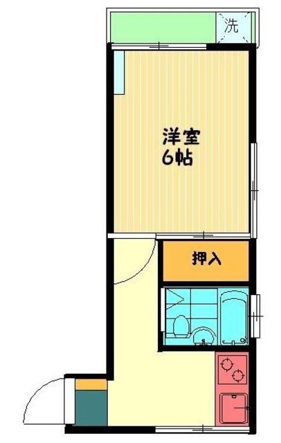 北原ハイツ(1K/2階)の間取り写真