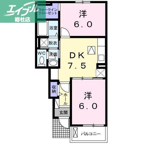 フローレスタタウンB棟(2DK/1階)の間取り写真