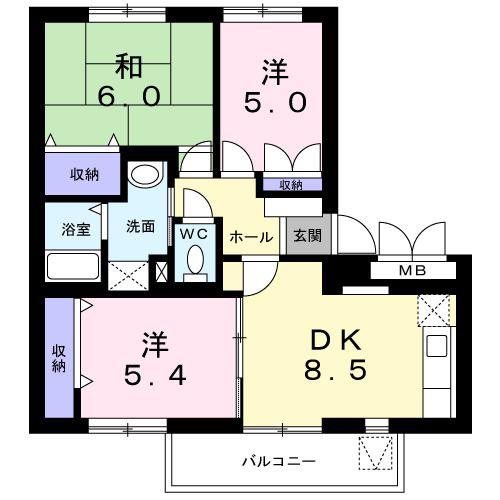 アーバンハイツTMI(3DK/1階)の間取り写真