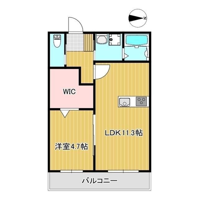 カーサ・ヴェント(1LDK/2階)の間取り写真