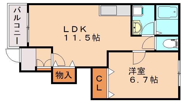 メゾンド・ルピナス壱号館(1LDK/1階)の間取り写真