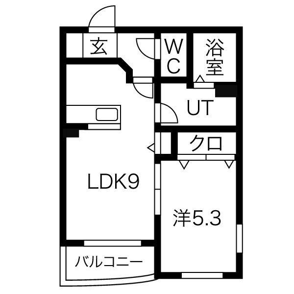 プレイス桑園(1LDK/3階)の間取り写真