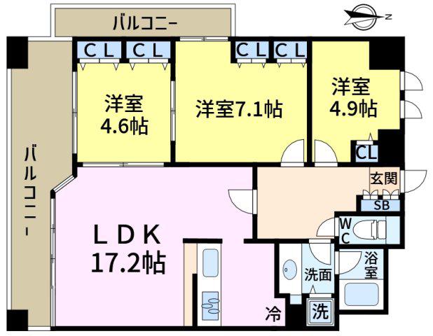 LANAI T GADEN(3LDK/7階)の間取り写真