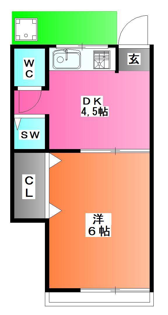 コーポ豊田(1DK/1階)の間取り写真