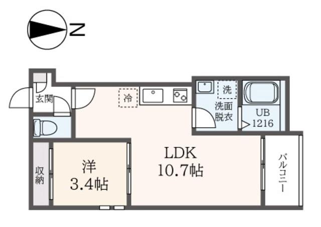REGALEST喜多見(1LDK/1階)の間取り写真