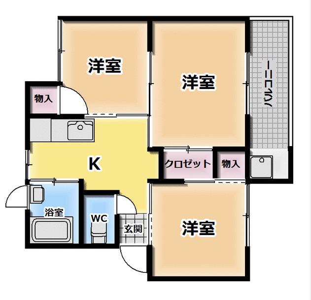 京都あすか(3K/4階)の間取り写真