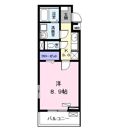 コンフォート・テラス (1K/2階)の間取り写真