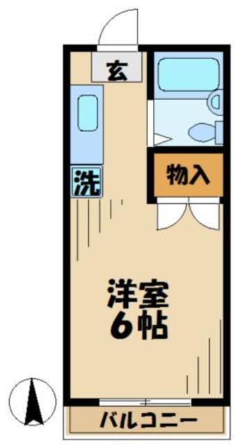 プレジオ多摩(1K/2階)の間取り写真