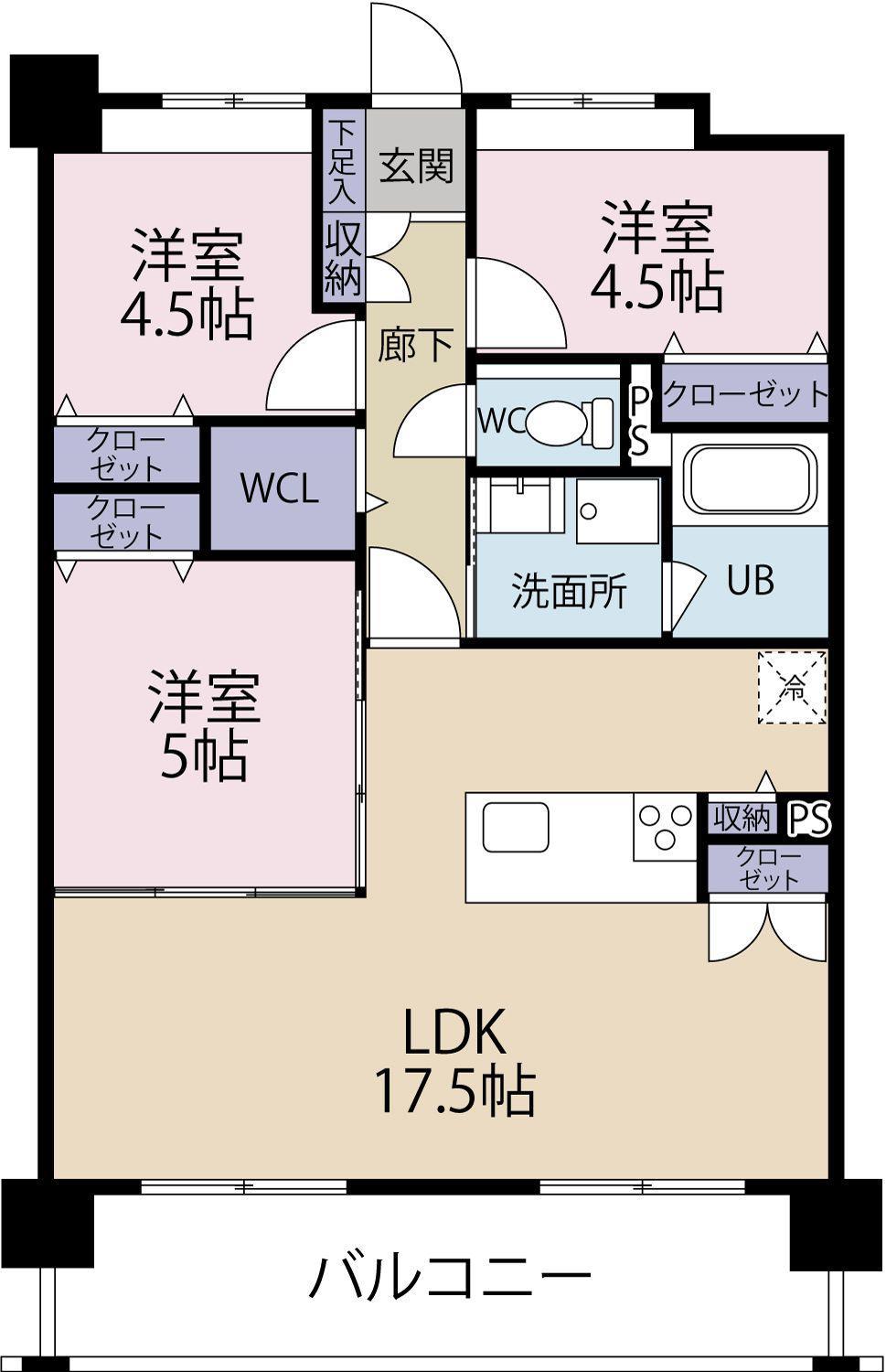 エアポート博多ワード(3LDK/2階)の間取り写真