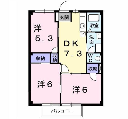 アーバンハイツC(3DK/2階)の間取り写真