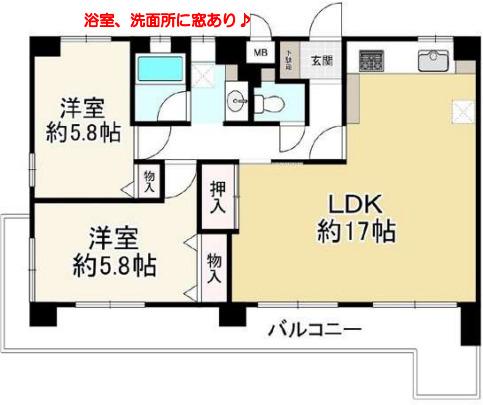 コスモ駒川中野(2LDK/3階)の間取り写真