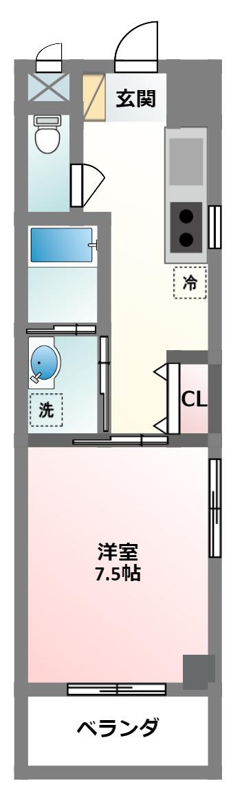 FF マンション フォルティッシモ(1K/4階)の間取り写真